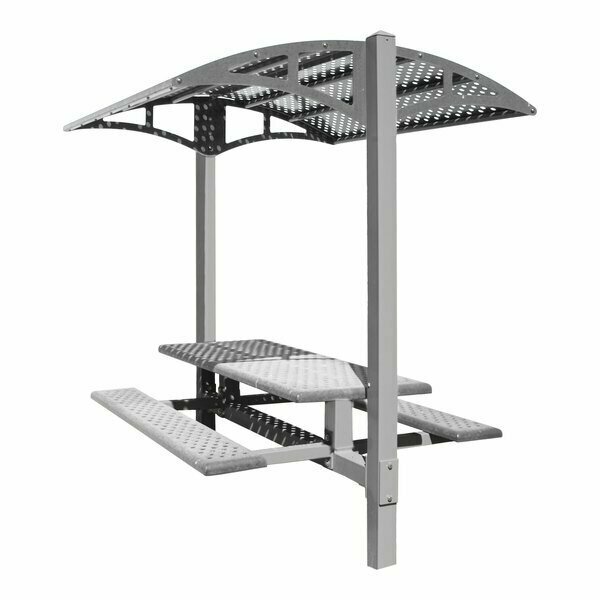 Paris Site Furnishings PSF Shade Series 6' Window Gray Picnic Table with Canopy - 85.5'' x 78'' x 97.375'' 969DPS6PSSBXG